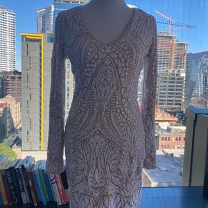 BCBG MAXAZRIA “MORRIS” SEQUINS WHITE/CREAM DRESS.